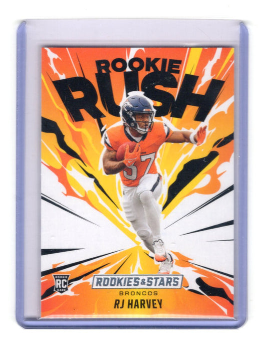 2025 Panini Rookies & Stars RJ Harvey Card Rookie Rush Denver Broncos #15