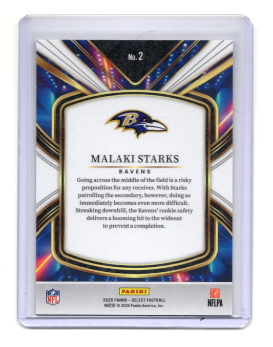 2025 Panini Select Malaki Starks Card Select Future Baltimore Ravens #2