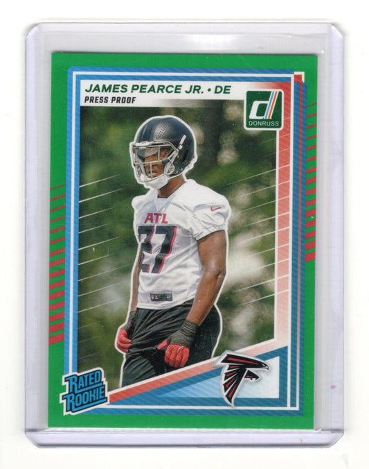 2025 Donruss James Pearce Jr. Card Press Proofs Green Rookie Atlanta Falcons