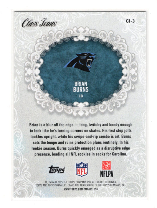 2025 Topps Signature Class Brian Burns Card Class Icons Carolina Panthers #CI-3