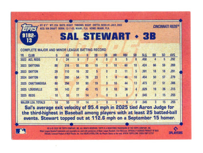 2026 Topps Sal Stewart Card 1991 Topps Baseball 35th Anniversary Series 2