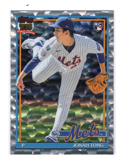 2026 Topps Series 2 Jonah Tong RC #91B2-14 1991 Crackle Foil Parallel Mets P