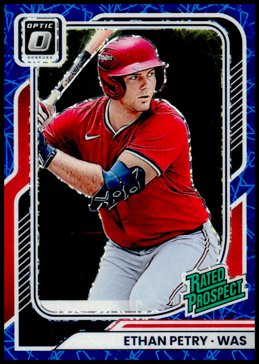 2026 Donruss Ethan Petry Card Optic Blue Velocity Washington Nationals #122