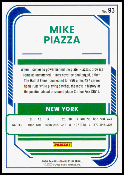 2026 Donruss Mike Piazza Card Rockets New York Mets #93