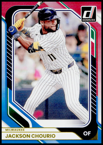 2026 Donruss Jackson Chourio Card Red and Blue Milwaukee Brewers #83