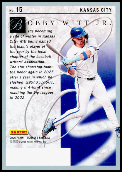 2026 Donruss Bobby Witt Jr. Card Elite Series Kansas City Royals #15