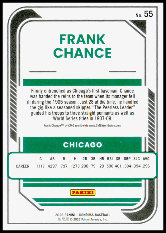2026 Donruss Frank Chance Card Liberty Chicago Cubs #55