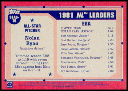 2026 Topps Nolan Ryan Card 1991 Topps Baseball 35th Anniversary All-Stars