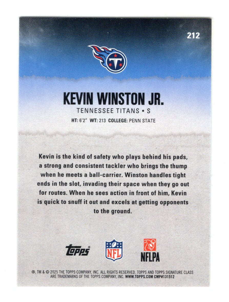 2025 Topps Signature Class Kevin Winston Jr. Card Blue & Yellow Rookie Titans
