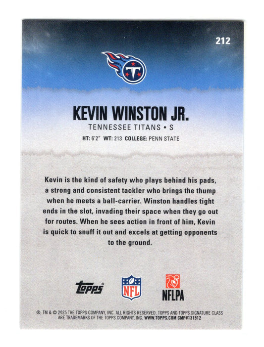 2025 Topps Signature Class Kevin Winston Jr. Card Blue & Yellow Rookie Titans