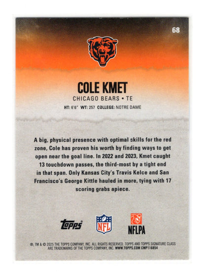 2025 Topps Signature Class Cole Kmet Card Blue & Yellow Chicago Bears #68