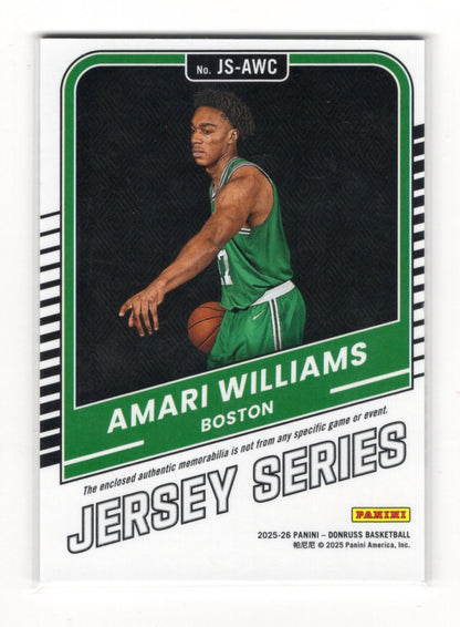 2025-26 Donruss Amari Williams Card Jersey Series Memorabilia Celtics