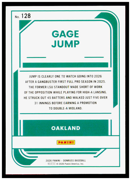 2026 Donruss Gage Jump Card Athletics #128