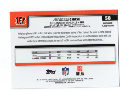 2025 Topps Chrome Ja'Marr Chase Card Cincinnati Bengals #58