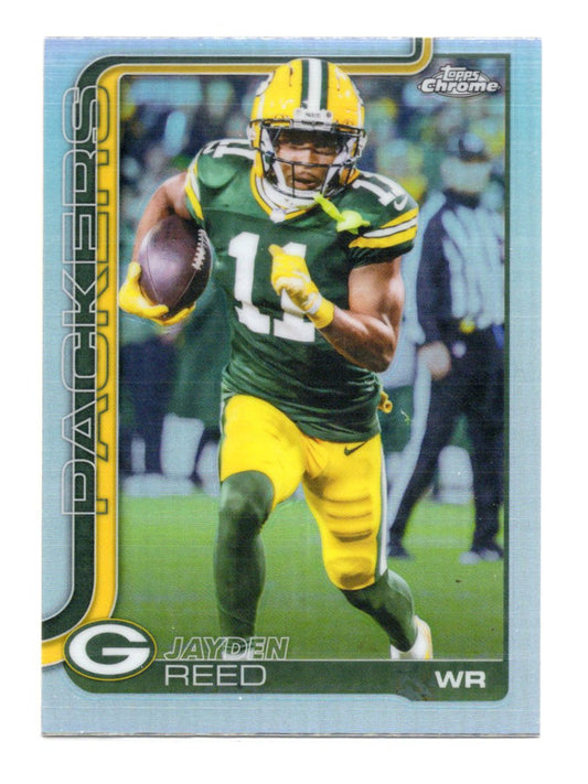 2025 Topps Chrome Jayden Reed Card Refractor Green Bay Packers #107