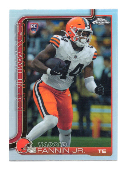 2025 Topps Chrome Harold Fannin Jr. Card Refractor Rookie Cleveland Browns #339