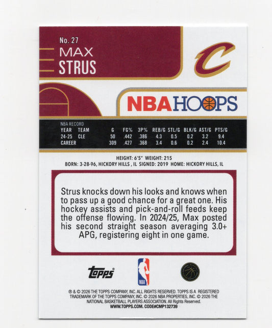 2025-26 Hoops Max Strus Card Cleveland Cavaliers #27