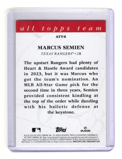 2024 Topps Marcus Semien Card 2023 All Topps Team Texas Rangers #ATT-6