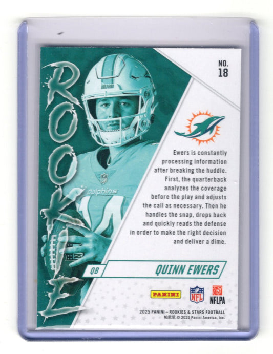 2025 Panini Rookies & Stars Quinn Ewers Card Rookie Exclusive Miami Dolphins #18