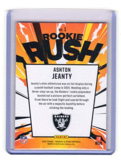2025 Panini Rookies & Stars Ashton Jeanty Card Rookie Rush Las Vegas Raiders #1
