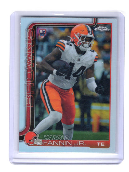 2025 Topps Chrome Harold Fannin Jr. Card Refractor Rookie Cleveland Browns #339