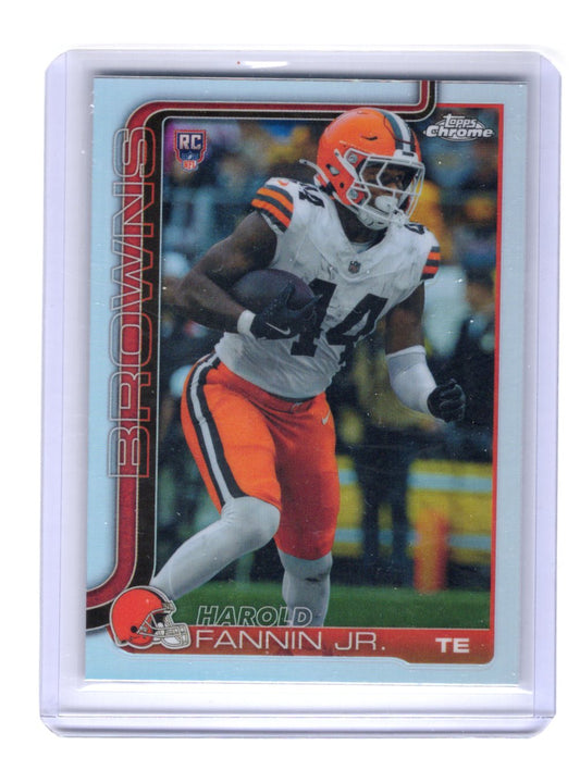 2025 Topps Chrome Harold Fannin Jr. Card Refractor Rookie Cleveland Browns #339