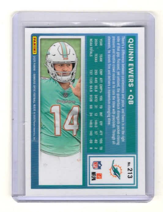 2025 Donruss Quinn Ewers Card Optic Rated Rookies Preview Holo Rookie Miami