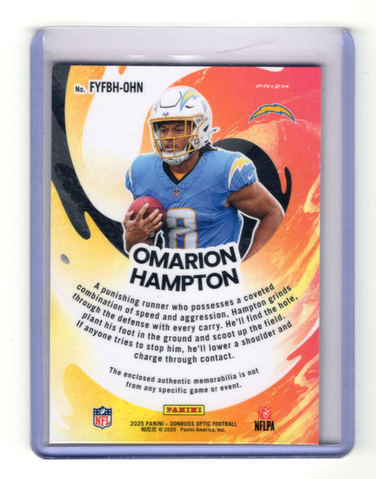 2025 Donruss Optic Omarion Hampton Card First Year Fresh Blue Hyper Mem Chargers