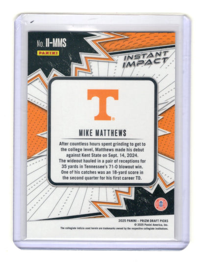 2025 Panini Prizm Draft Picks Mike Matthews Card Instant Impact Tennessee