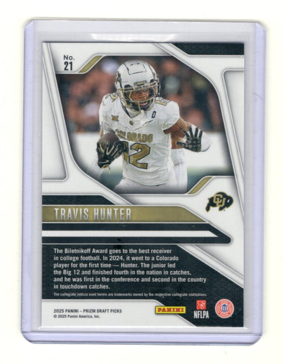 2025 Panini Prizm Draft Picks Travis Hunter Card Colorado Buffaloes #21