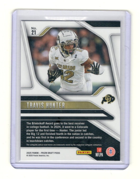 2025 Panini Prizm Draft Picks Travis Hunter Card Colorado Buffaloes #21