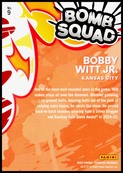 2026 Donruss Bobby Witt Jr. Card Bomb Squad Kansas City Royals #9