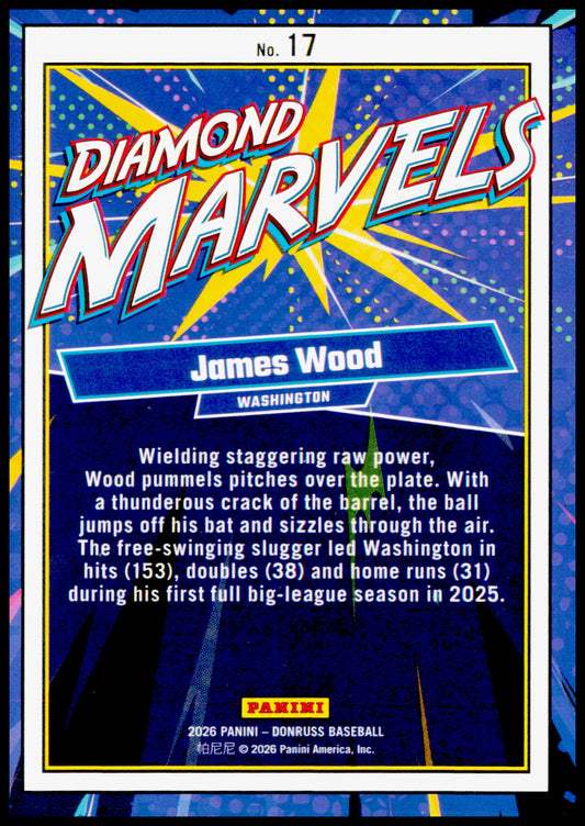 2026 Donruss James Wood Card Diamond Marvels Washington Nationals #17