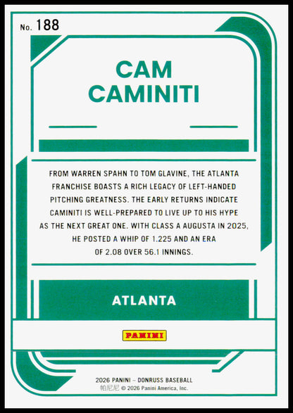 2026 Donruss Cam Caminiti Card Rockets Atlanta Braves #188