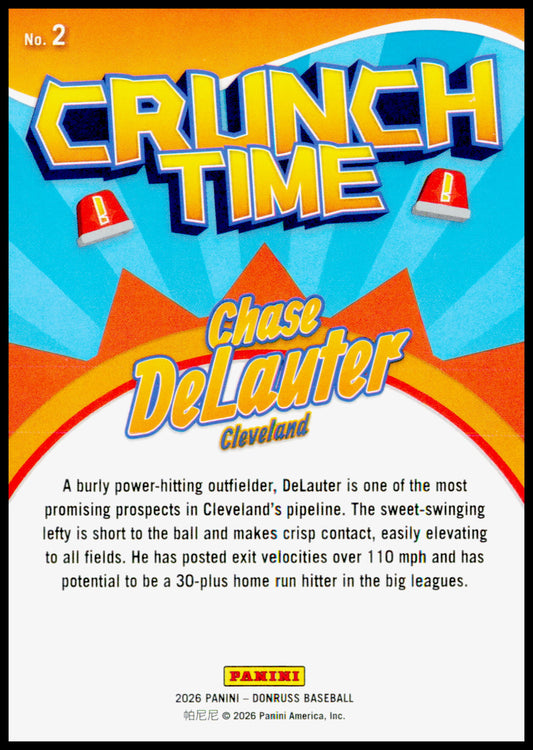 2026 Donruss Chase DeLauter Card Crunch Time Cleveland Guardians #2