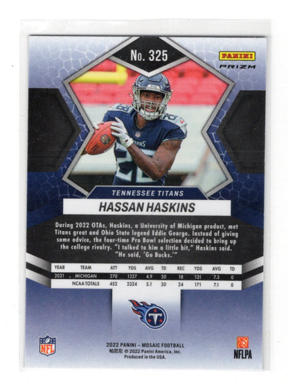 2022 Panini Mosaic Hassan Haskins Card Mosaic Rookie Tennessee Titans #325