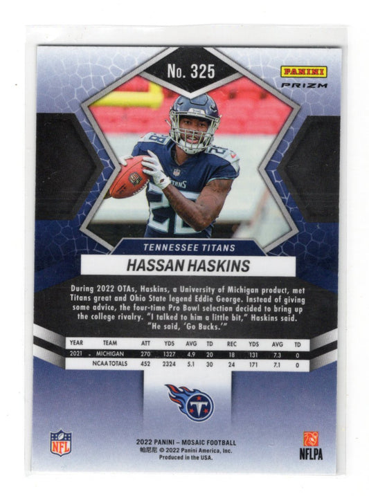 2022 Panini Mosaic Hassan Haskins Card Mosaic Rookie Tennessee Titans #325