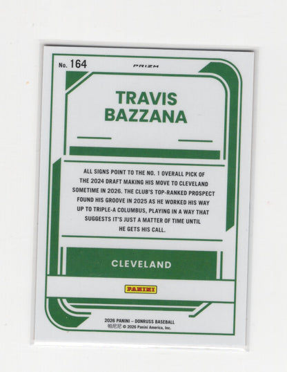 2026 Donruss Travis Bazzana Card Optic Orange Velocity Cleveland Guardians #164