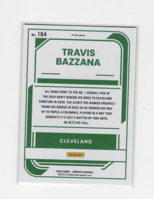 2026 Donruss Travis Bazzana Card Optic Orange Velocity Cleveland Guardians #164