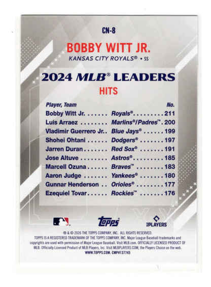 2026 Topps Bobby Witt Jr. Card Crooked Numbers Kansas City Royals #CN-8