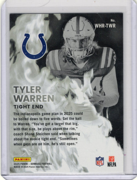 2025 Donruss Tyler Warren Card White Hot Rookies Indianapolis Colts #WHR-TWR