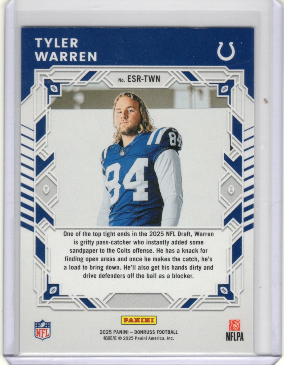 2025 Donruss Tyler Warren Card Elite Series Rookies Indianapolis Colts #ESR-TWN