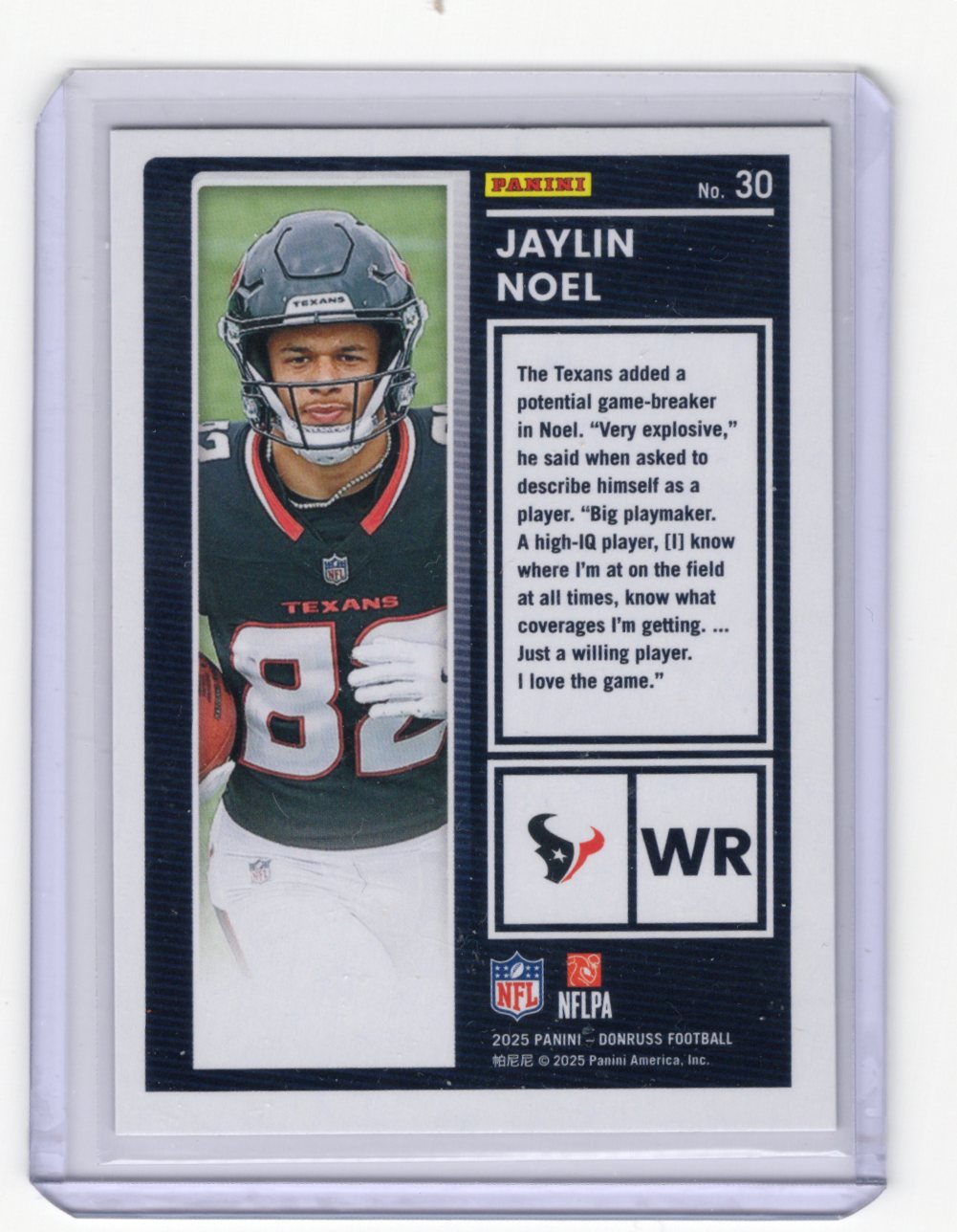 2025 Donruss Jaylin Noel Card The Rookies Houston Texans #30