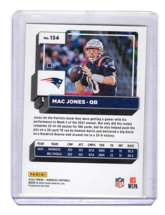 2022 Donruss Mac Jones Card New England Patriots #134b