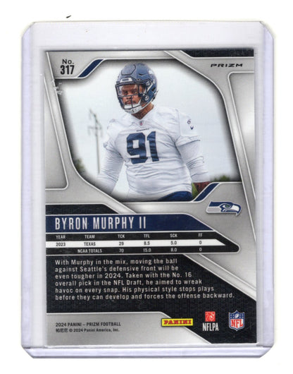 2024 Panini Prizm Byron Murphy II Card Rookie Seattle Seahawks #317