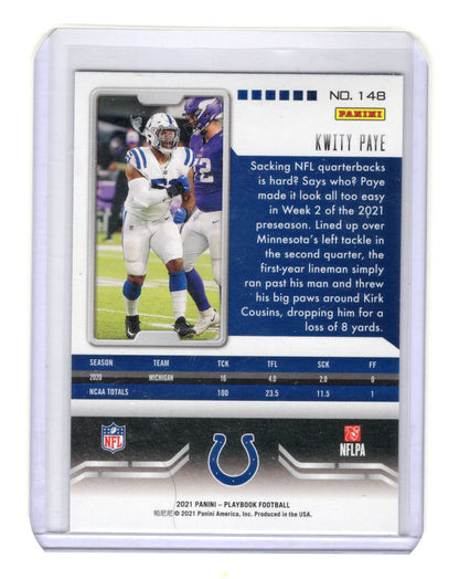 2021 Panini Playbook Kwity Paye Card Mosaic Rookie Indianapolis Colts #148