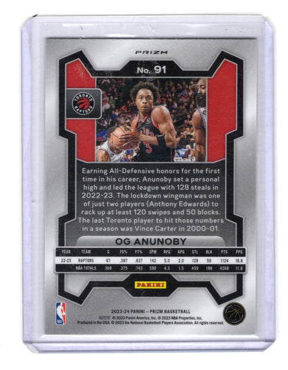 2023-24 Panini Prizm OG Anunoby Card Prizms Silver Toronto Raptors #91