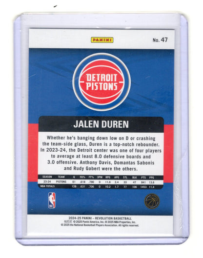 2024-25 Panini Revolution Jalen Duren Card Detroit Pistons #47