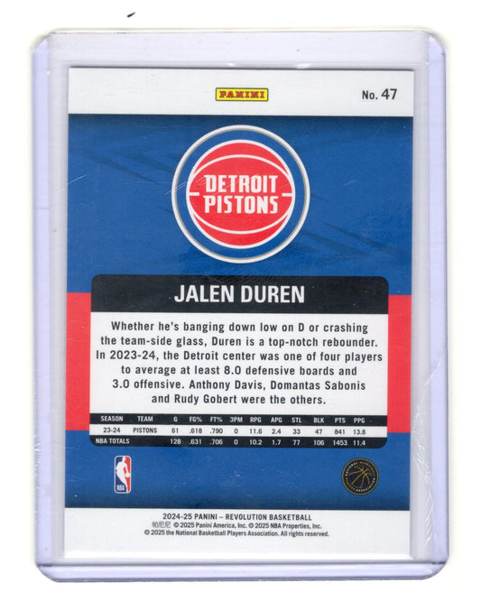 2024-25 Panini Revolution Jalen Duren Card Detroit Pistons #47