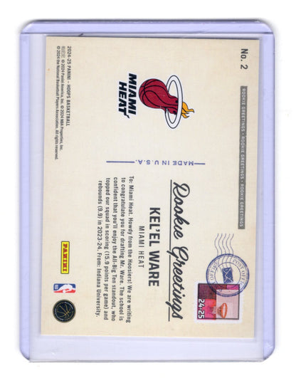 2024-25 Hoops Winter Kel'el Ware Card Rookie Greetings Miami Heat #2